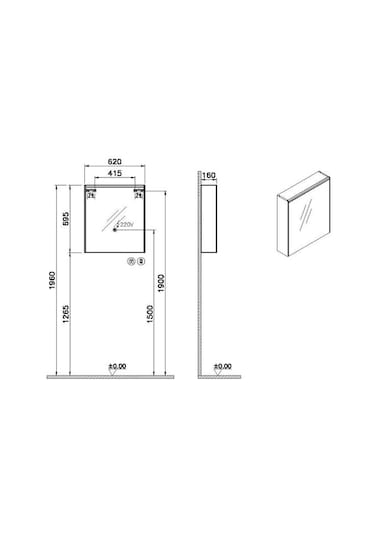 VitrA Core 60cm Aydınlatmalı Dolaplı Ayna 66910 Krom