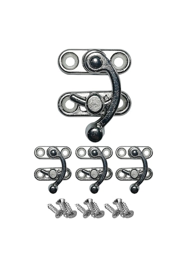 Küçük Yay Gözü Kancalı Kilit Nikel 4 Adet Kutu Sandık ve Kapak Klipsi 20x24 mm