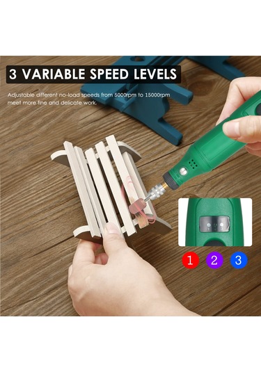 Youtek 12v Mini El Taşlama Seti, 24 Parça Aksesuarlı, 5000-15000 Rpm Hız Ayarlı, Yeşil, Eu Fişli