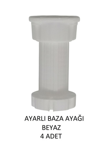 Ayarlanabilir Plastik Baza Ayağı 10-15 Cm, Beyaz, Çok Amaçlı Dolap Ayağı 4 Adet Beyaz
