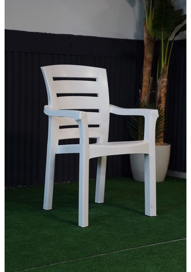 Alezy Didim İstiflenebilir Bahçe Balkon Koltuk Sandalye 4 Adet Beyaz