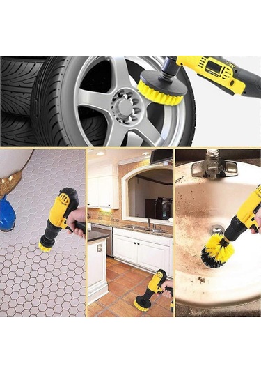 4 Parça Elektrikli Matkap Temizleme Fırçası - Banyo Temizliği İçin Elektrikli Temizleme Fırçası Matkap Dahil Değildir
