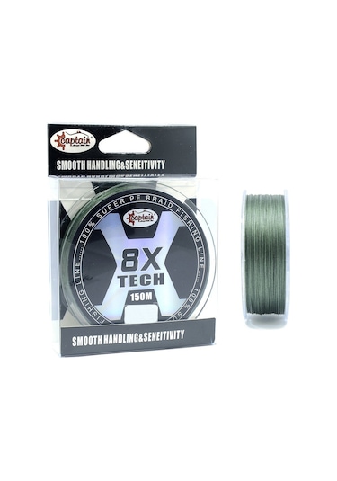 Captain 8Tech PE 8 Örgü Spin İp Misina  150mt Yeşil 0.25 mm
