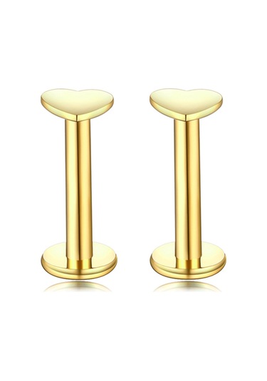 Vkemall 6 Çift Çelik Dudak Piercing Takımı - 1.2mm Çubuk Çapı, Zirkonlu Dekor, Vücut Piercingi İçin Gold