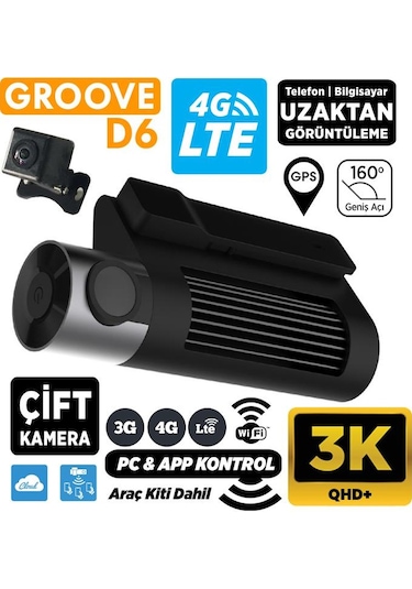 Groove D6 4g Lte 3k Qhd Ön + Arka Sim Kart Destekli  Araç İçi Kamera