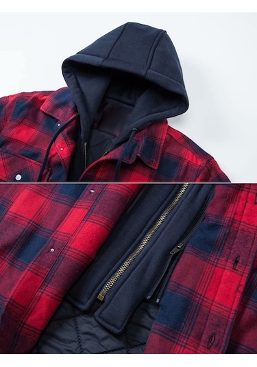 Edwardest Erkek Kareli Uzun Kollu Oversized Kapüşonlu Ceket Lacivert