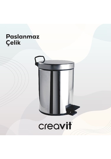 Creavit Çöp Kovası 12 Lt Pedallı Krom