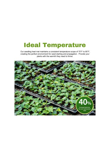 Jeehugo Fantezi Bitki Isıtıcı Matı - 25x53.5cm Sıcaklıklı Fide Çimlendirme, Su Geçirmez Pvc, 230v Euro Şarjı, Bitki Büyüme İçin Enerji Verimli Siyah