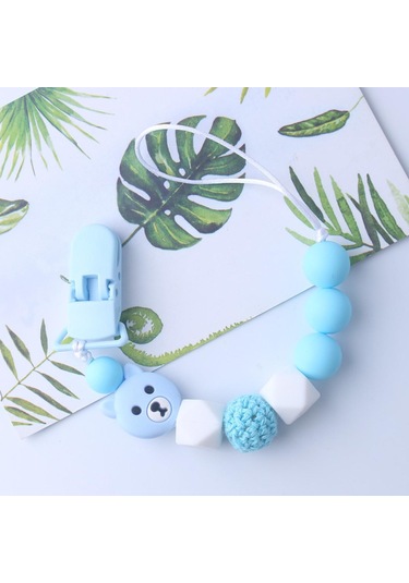 Plastik Klip Emzik Tutucu Memeler Bebek Bebek Diş Çıkarma Tasma Kayışı Sevimli Ayı Silikon Kolye Boncuk Klip Zinciri Şeffaf