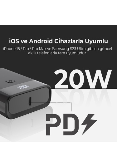 Bix Pb20w 10000mah Type-c Ve Usb Çıkışlı Dijital Ekran Powerbank