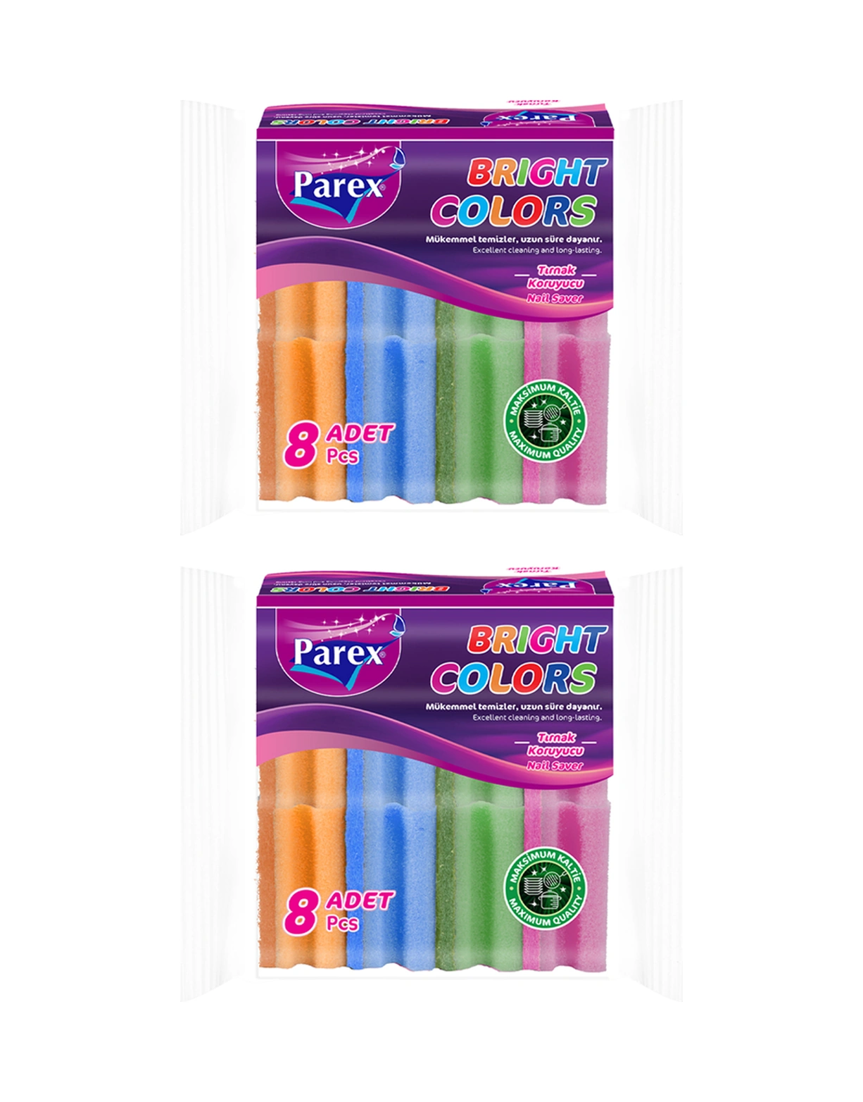 Canlı Renkler Oluklu 8 Li Sünger İkili Paket