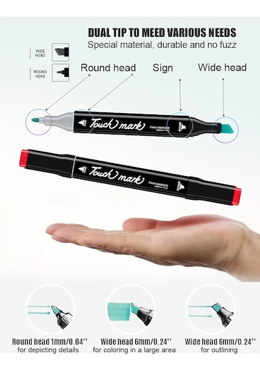 Aubyhe 12 Renkli Alkollü Sanat Marker Seti - İki Uçlu, Hızlı Kuruyan, Düşük Koku - Plastik, Ahşap, Metal Üzerinde Kullanılabilir Diğer