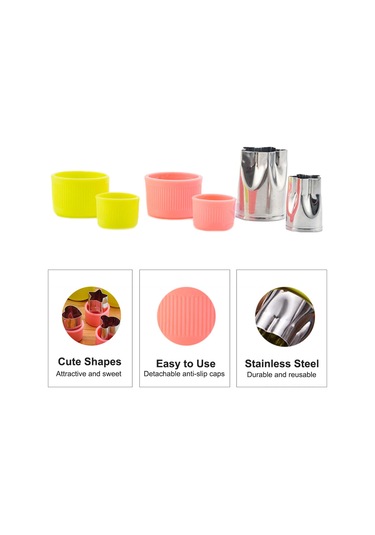 Maiyame Stok Mutfak Aletleri: Çelik Meyve Sebze Kesici, Bisküvi Şekillendirici, Bebek Yemek Araçları - Pembe Ve Mor Seti Yeşil + Pembe + Mor