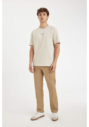 DeFacto Regular Fit Bisiklet Yaka Baskılı Ağır Kumaş Kısa Kollu Tişört C6139AX24AUER117