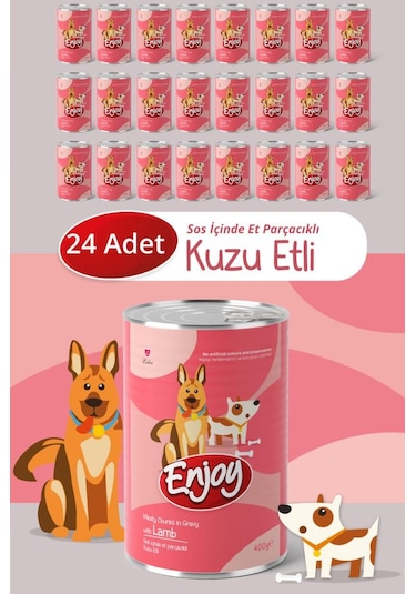 Enjoy Kuzu Etli Köpek Konservesi Sos İçinde Et Parçacıklı 400 Gr X24