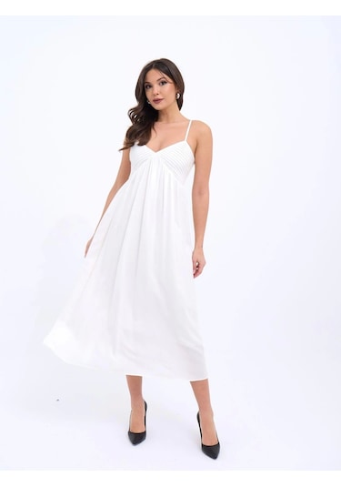 7322 Elbise-ekru Çok Renkli