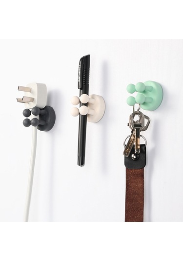 Suofeng Mountain Grey Silikon Liçinli Güçlü Çekimli Duvar Kanca, İz Olmadan, Ofis İçin, 3 Adet Siyah