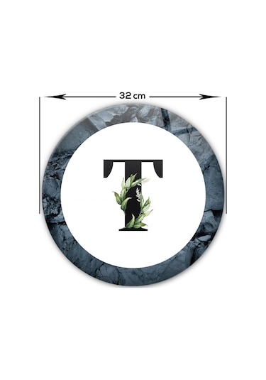 Decorita Cam Kesme Tahtası - Cam Kesme Tablası - Harfli Tasarım T Çap 32 CM