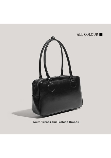 Charhp&kejnt Sonbahar Ve Kış Modası Boston Çanta Her Şeye Uygun Tote Çanta Retro Omuz Çantası Siyah