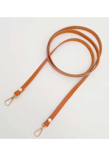 Angel Çanta Aksesuar Gerçek Deri Spagetti Model Turuncu Taba Light Gold Metal Çanta Sapı