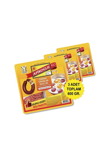 Dilimli Dana Tavalık Sucuk 200 Gr. Üçlü Paket Toplam 600 Gr.