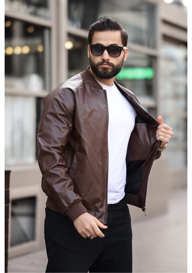 Erkek Süet Kolej Ceket Kahverengi Deri