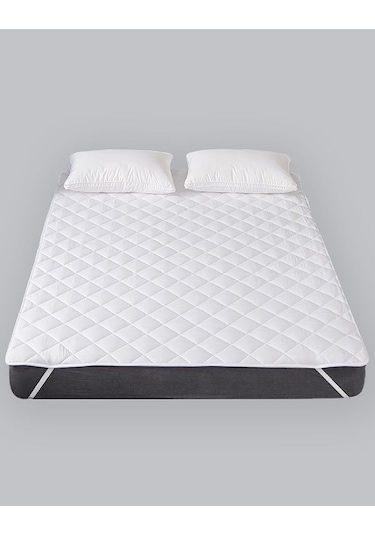 Alla Turca Kapitoneli Sıvı Geçirmez Çift Kişilik Alez 150x200 Düz Beyaz