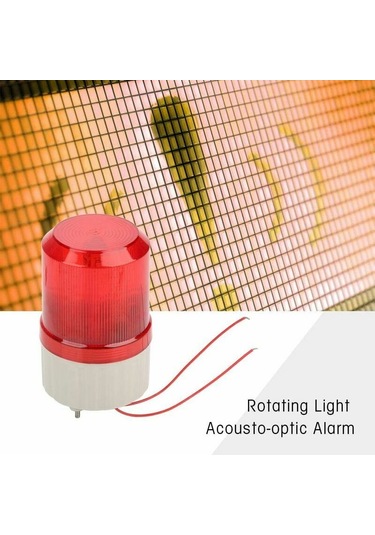 Led Flaşlı Döner Uyarı Lambası 220v 2a Kırmızı Alarm Sistemi 8 8 15cm