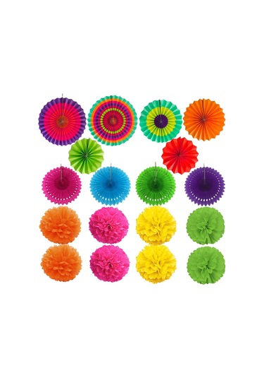 Yuntech01 Parti Dekorasyonu 20'li Set: Çok Renkli Kağıt Çıtçıt Ve Toplar - Düğün, Doğum Günü İçin Kolay Kurulumlu Renkli Dekor Paketi Çok Renkli