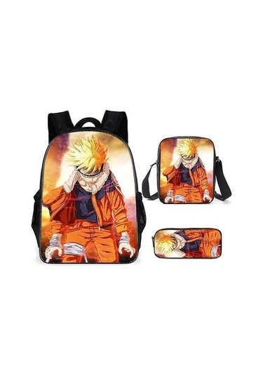3 Parça Okul Çantası Anime Browc2 Turuncu
