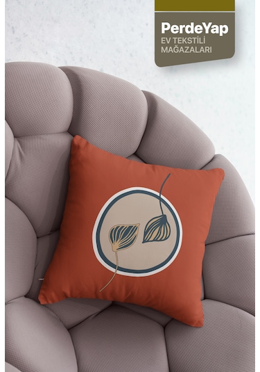 Lacivert Kiremit Sürrealist Çiçekler Desenli 4lü Kırlent Kılıfı