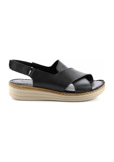 Siyah Hakiki Deri Kadın Sandalet K05281203003 Siyah
