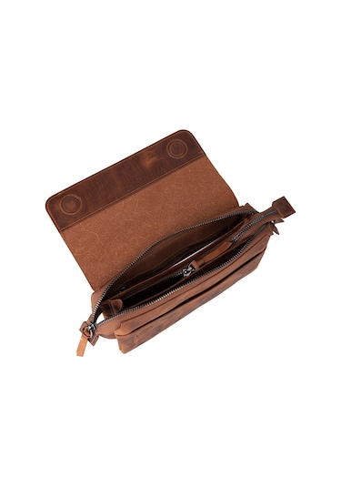 Prestige Hakiki Deri, El Yapımı, Telefon Bölmeli, Erkek El Çantası, Antik Kahve Kahverengi