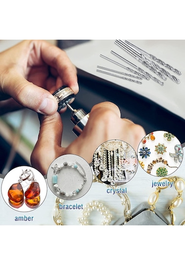 Xurunkeji Elmas Matkap Ucu Seti 20 Parça 4 Boyut 1mm 1.5mm 2mm 2.5mm Büküm Uçlu Mücevher Plaj Deniz Camı Kabuklar Değerli Taşlar Taşçılık