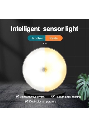 Bej Hareket Sensörlü Işık Kablosuz Led Gece  Dekoru Odası Koridor Işığı Çok Renkli