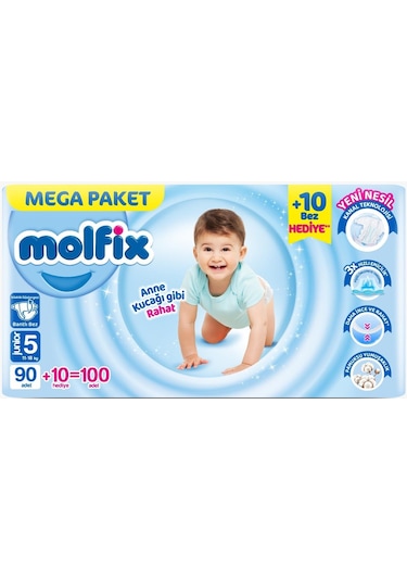 Molfix Bebek Bezi Beden:5 11-18kg Junior 100 Adet Mega Pk 5 Numara