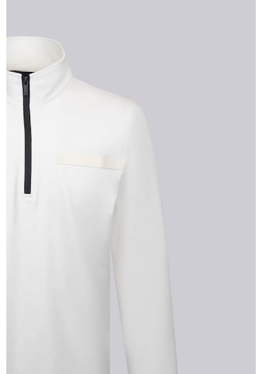 Hatemoğlu Beyaz Regular Fit Fermuarlı Yarım Balıkçı Yaka Pamuklu Sweatshirt 30243 Beyaz