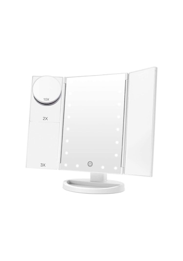 Valkyrie Led Işıklı Katlanabilir Makyaj Aynası Beyaz