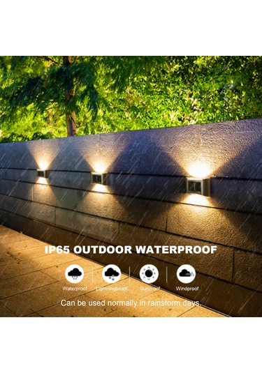 Monyee Güneş Enerjili 4'lü Led Duvar Lambası - Dış Mekan İçin Ip65 Su Geçirmez, Çelik Yapı, Beyaz Işık, Bahçe Ve Bahçe Aydınlatması Beyaz