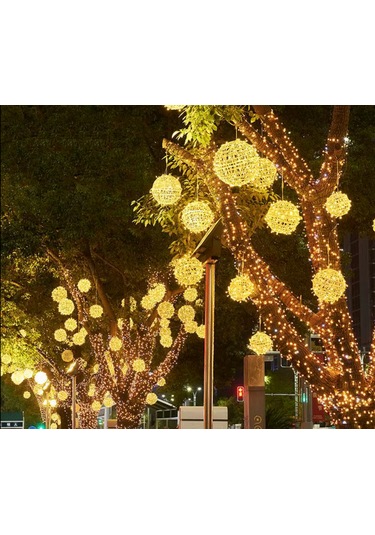 Sekizgen Led 25 Cm Sarkit Yilbaşi Küre Top Dekorati F Aydinlatma Diş Ve I Ç Mekan Uyumlu Gün Işığı