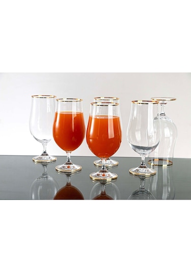 Plt Design Lav Kristal Gerçek Yaldızlı 6 Kokteyl-meşrubat Bardağı-su Bardağı Gst173f