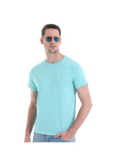 Hatemoğlu 35353022C003 000096 Regular Fit Pamuk Bisiklet Yaka Düz Erkek Tişört Mavi