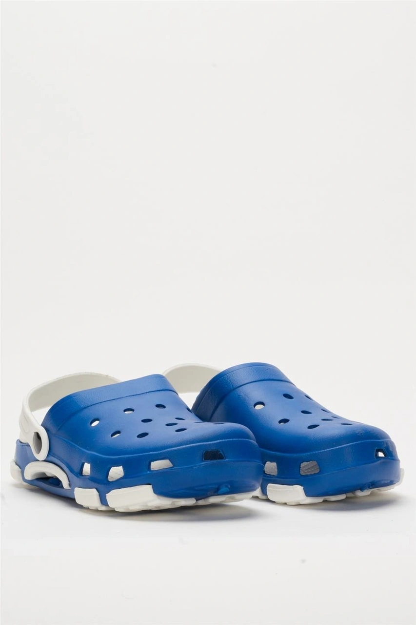 Unisex Çift Tabanlı Ortopedik Hemşire Doktor Aşçı Laboratuvar Deniz Havuz Terliği Sandalet Mavi - Beyaz Mavi - Beyaz