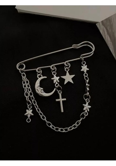 Slubov'u Büyük Dekoratif İğneli Broş Yıldız, Büyük Dekoratif İğneli Broş Ay 230061432 Gri