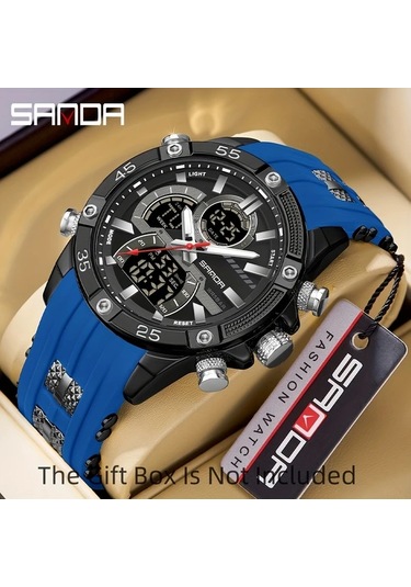 Oldfriend Sanda Erkek Spor Digital Saat Kırmızı Su Geçirmez Parlak Ekran Alarm Kronometre Diğer