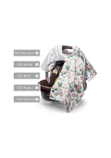 Yifomall Bebek Arabası Koltuğu Kılıfı, Güneşten Koruma Ve Isı Sağlama, Pamuk+polyester, 100x78cm, Lacivert Çiçek Desenli 190807