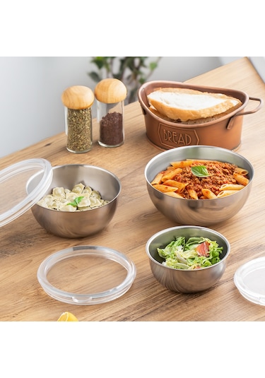 Porsima Parma Sızdırmaz Kapaklı Paslanmaz Çelik Saklama Kabı 3'lü