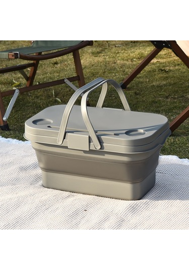 Katlanır Piknik Sepeti Gri
