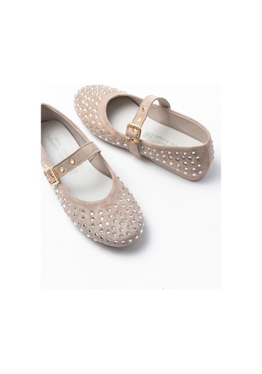 Dm-6020 Bej Troklu Baret Tokalı Günlük Kadın Babet Beyaz