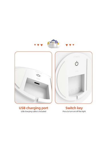 H48018wpu Sevimli Qq Ayı Penguen Gece Lambası Taşınabilir Silikon Beyaz Diğer